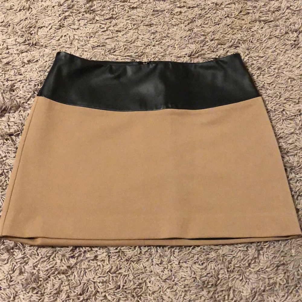 Express black leather & tan skirt